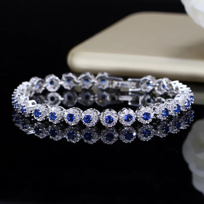 Trendy Cubic Zirconia Stone Silver Color Tennis Bracelets