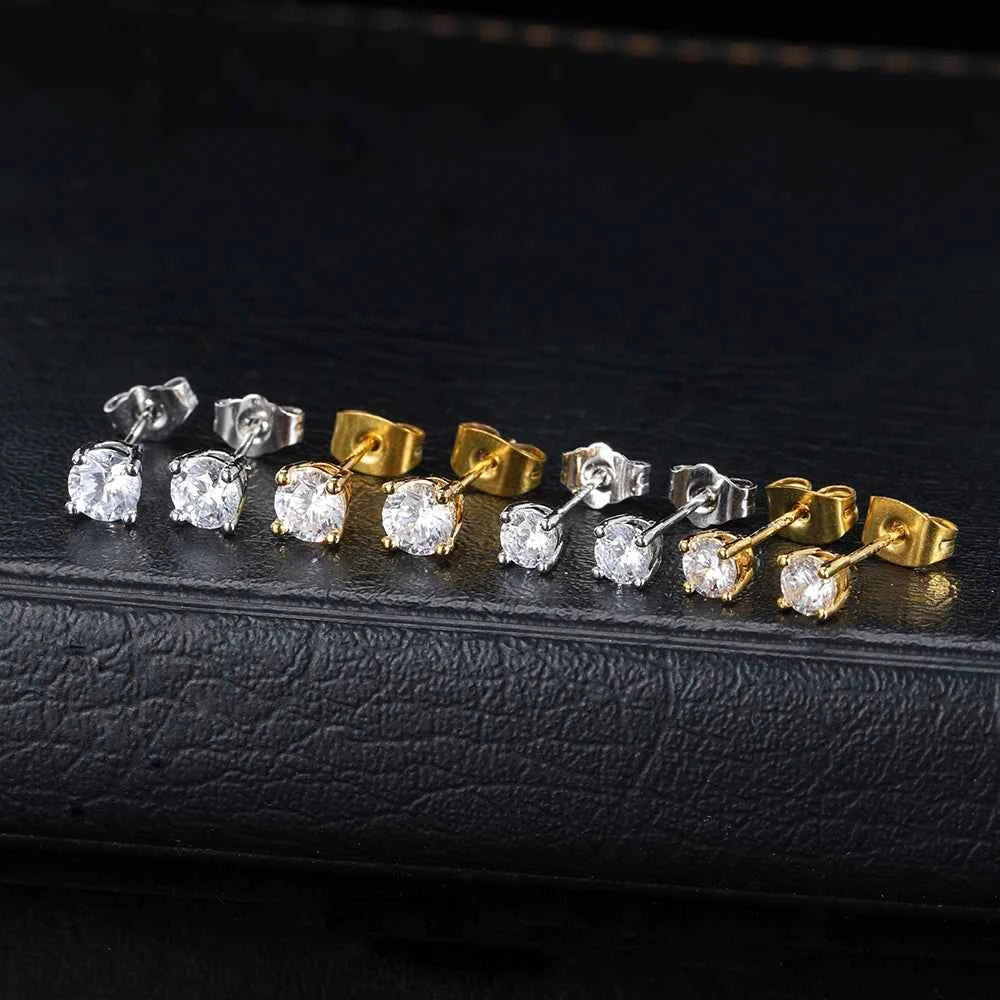 Earring Classic 1 Pair 4 Claws VVS Stud Sterling Silver Moissanite