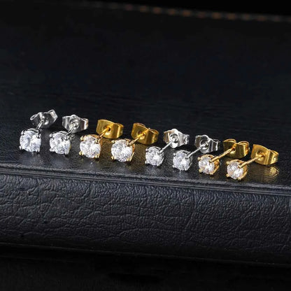 Earring Classic 1 Pair 4 Claws VVS Stud Sterling Silver Moissanite