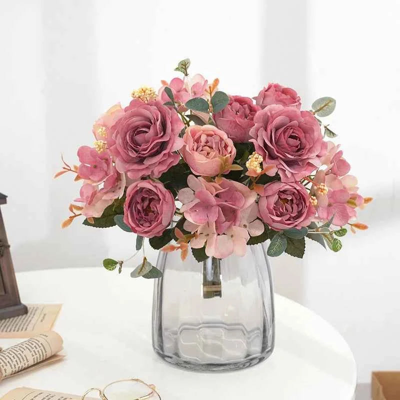 Artificial Flowers Silk Rose Bouquet Fake Plants Decoration Accessories