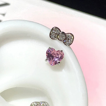 Cute Bowknot Love Heart Zircon Earring Punk Jewelry