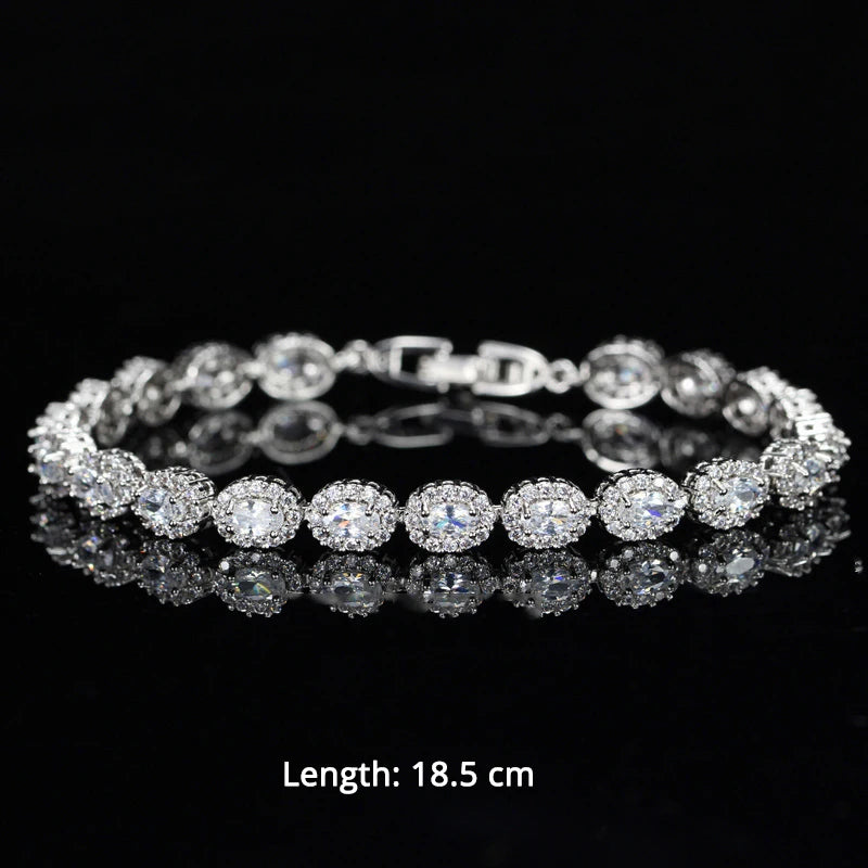 Trendy Cubic Zirconia Stone Silver Color Tennis Bracelets