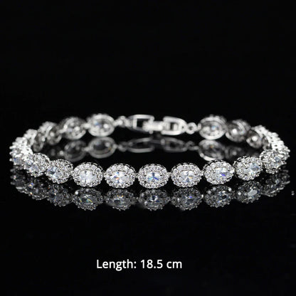 Trendy Cubic Zirconia Stone Silver Color Tennis Bracelets