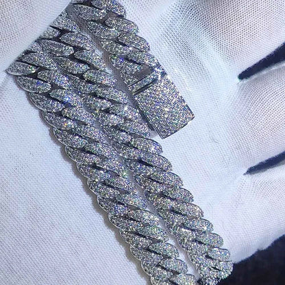 Cubic Zircon CZ Iced Out Bubbles Cuban Link Chain Necklace Jewelry Birthday Gift