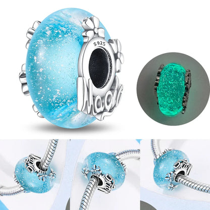 Colorful Flower Murano Glass Charm Fit Original Bracelet Necklace Heart Fine Jewelry