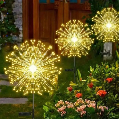 Solar Firework Lights Outdoor Waterproof Garden Decor, Auto On/Off Solar Powered Landscape