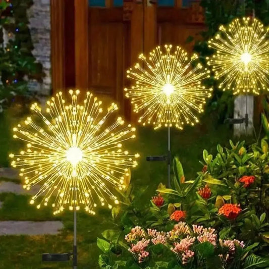Solar Firework Lights Outdoor Waterproof Garden Decor, Auto On/Off Solar Powered Landscape