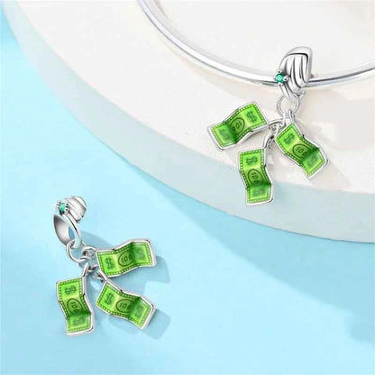 925 Sterling Silver Financial US Dollar Pendants Bracelets Beads