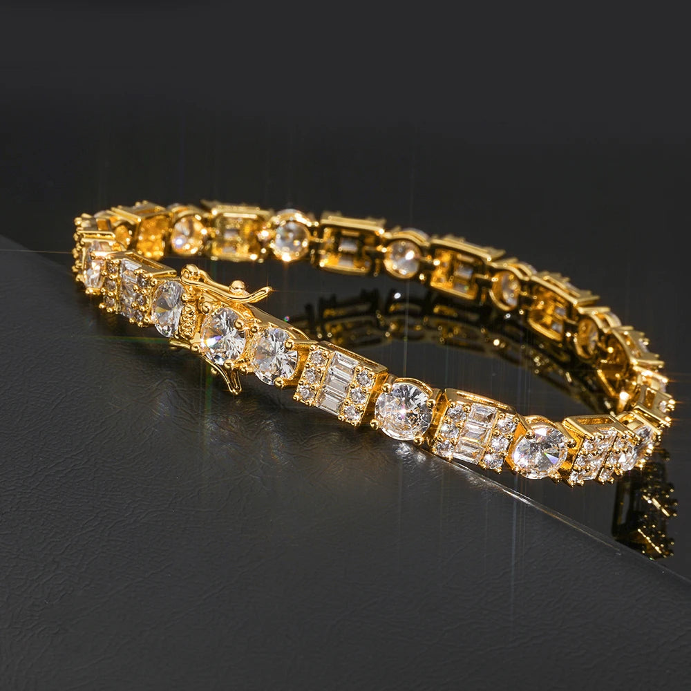 Iced Diamond Tennis Chain Silver Plated Brass Zirconia Necklace