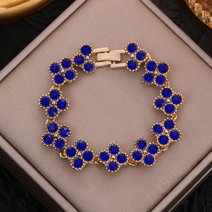 Sparkling Rhinestone Four Leaf Clover Hand Bracelet For Women