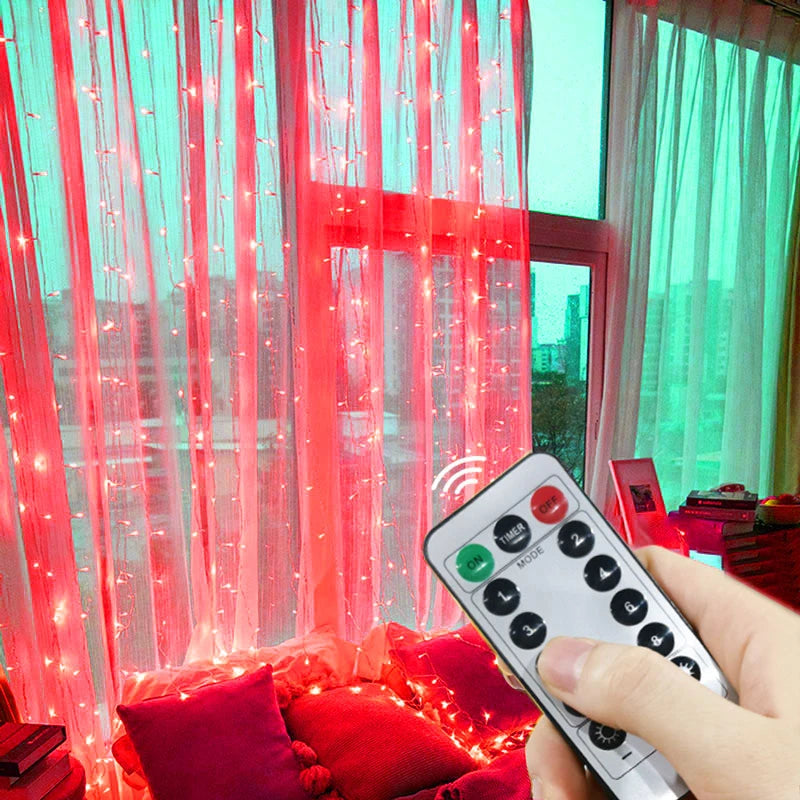 LED Curtain Garland 6x3M/3x3M USB Power Fairy Lights with Remote Control for Christmas New Year Window Decor Festoon Lighting
