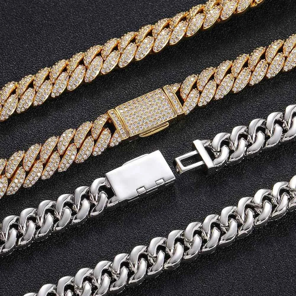 Cubic Zircon CZ Iced Out Bubbles Cuban Link Chain Necklace Jewelry Birthday Gift