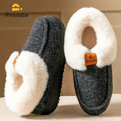 Platform Slippers Women Wedge Memory Foam  TPR Non Slip Sole Warm Fuzzy Winter Durable Bedroom Shoes Cozy Comfort