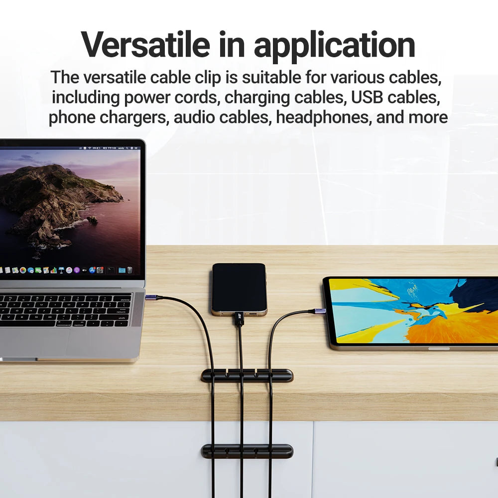 Adhesive Cable Holder Clips Rubber Cord Management Organizer for Desktop USB Charging Cable Nightstand Power Mouse Cord