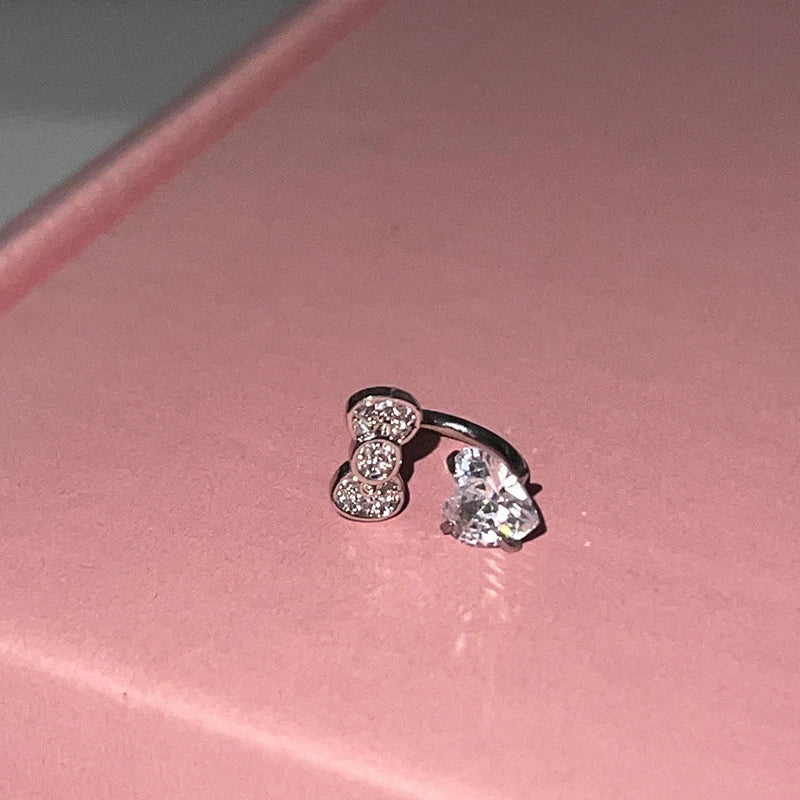 Cute Bowknot Love Heart Zircon Earring Punk Jewelry