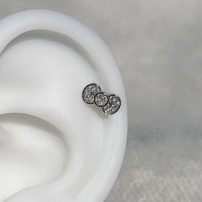 Cute Bowknot Love Heart Zircon Earring Punk Jewelry
