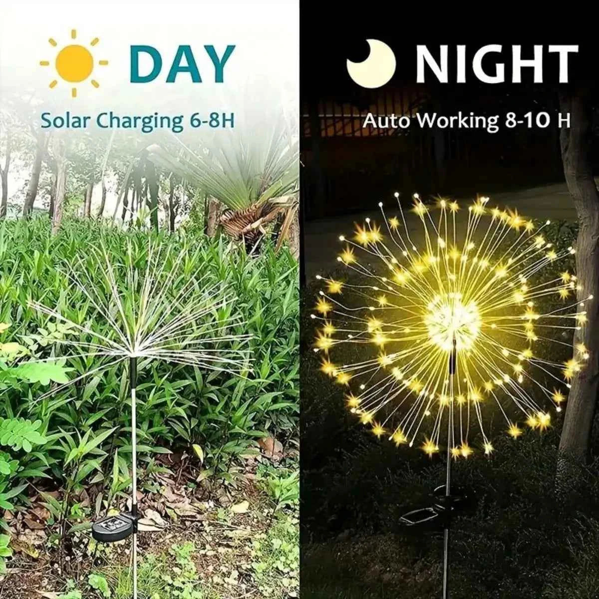 Solar Firework Lights Outdoor Waterproof Christmas Garden Wedding Decor, Auto On/Off Fairy String Solar Powered Landscape