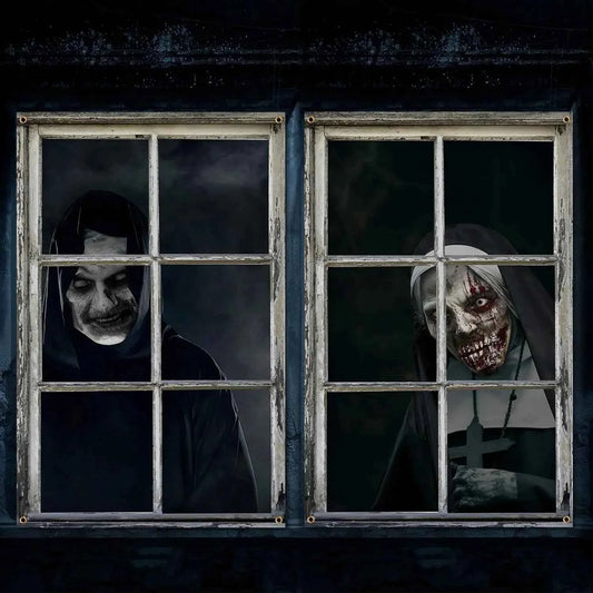 Scary Halloween 2 Pcs Curtain Halloween Window Horror Decoration Blood