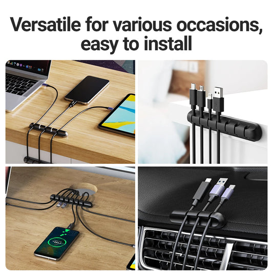 Adhesive Cable Holder Clips Rubber Cord Management Organizer for Desktop USB Charging Cable Nightstand Power Mouse Cord