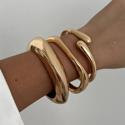 Gold Silver 3 Styles Color Geometric Spring Bangles