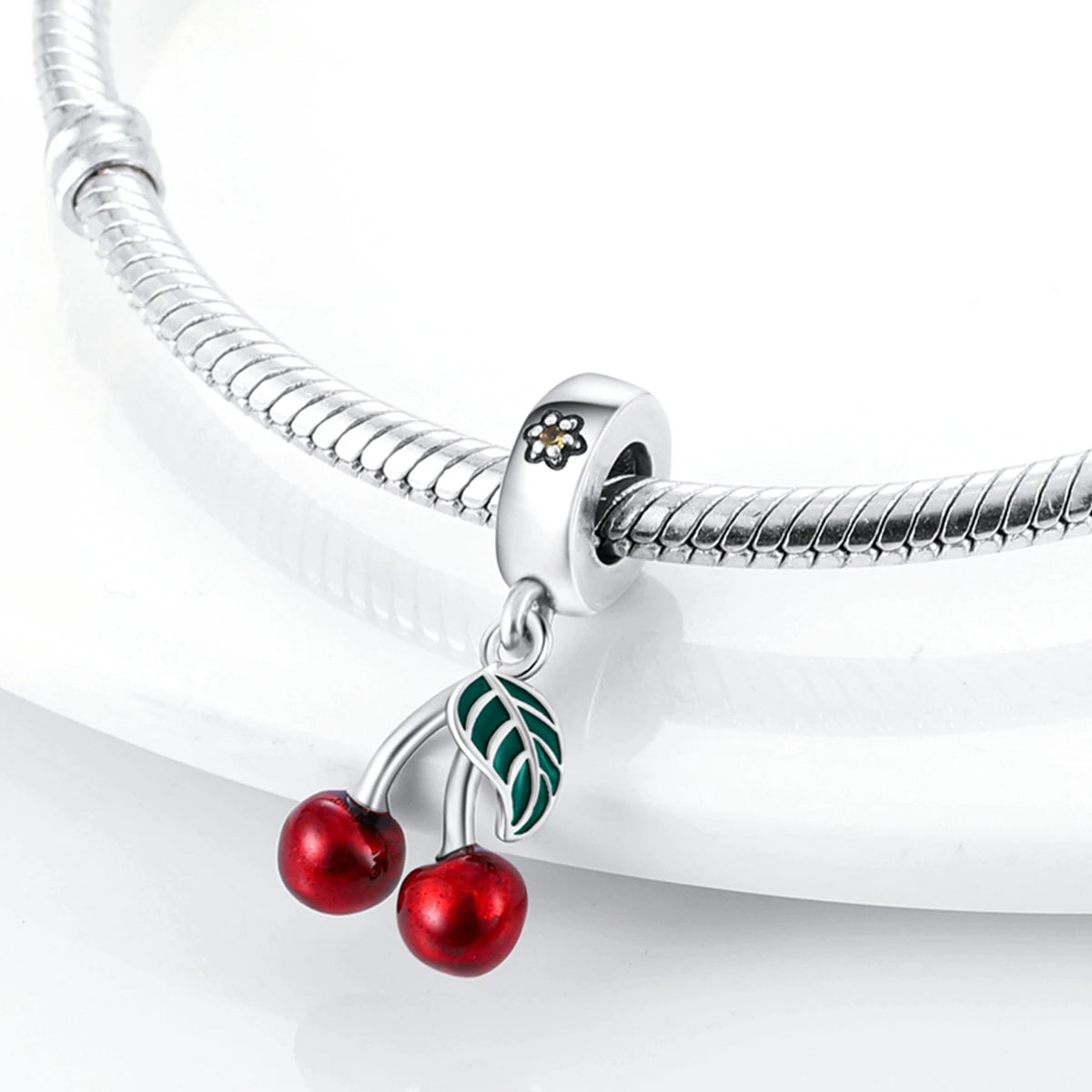 Red Charm Bead Bracelet Pendant Car Coffee Cherry For Woman Jewelry