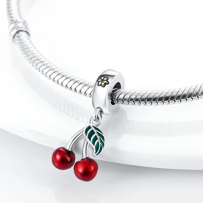 Red Charm Bead Bracelet Pendant Car Coffee Cherry For Woman Jewelry