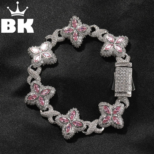 Iced Out Floral Colored Bracelet For Women