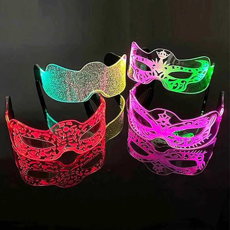 Acrylic LED Luminous Glasses Neon Light-Up Party Eyewear Unisex Glow Sunglasses for DJ Bar Halloween Christmas 12-Hour Glowing