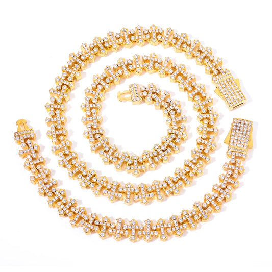 Iced Cross Chain Necklace Cubic Zirconia Spring Clasp Fashion Jewelry Gift