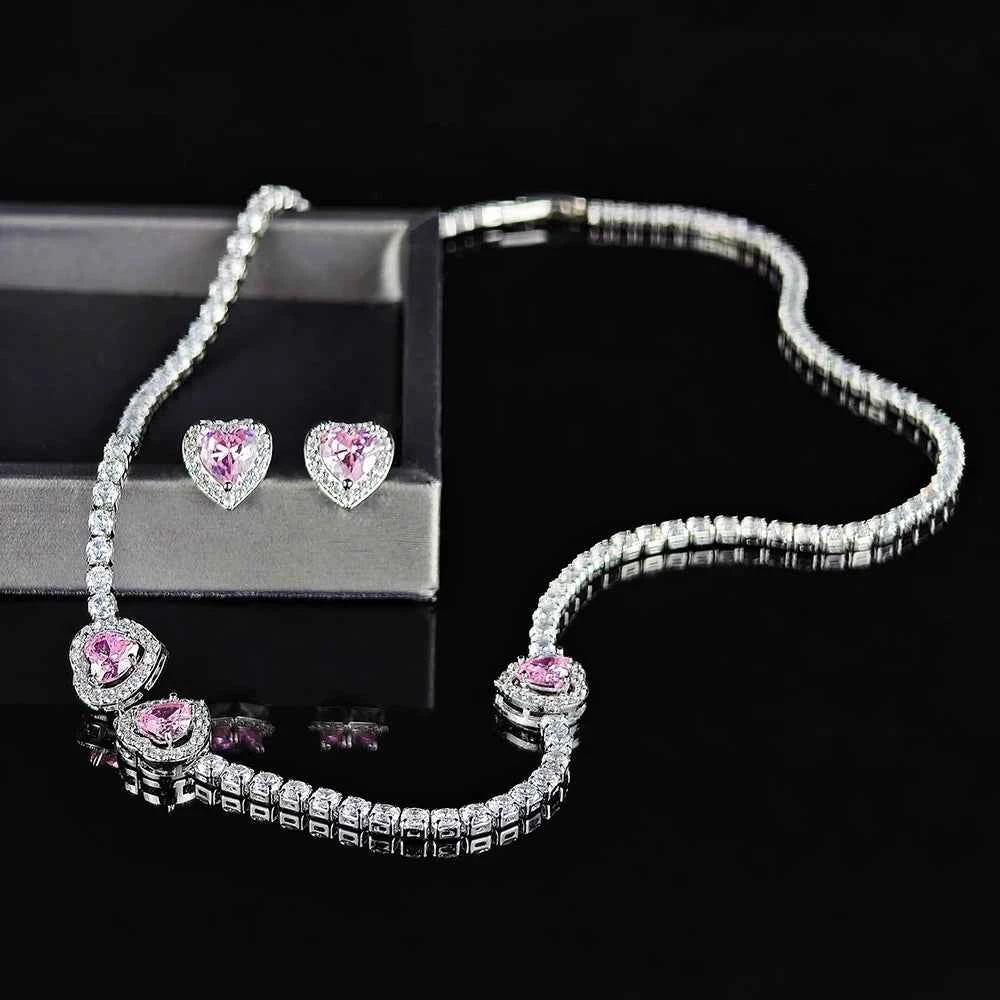 Pink Heart Necklace set