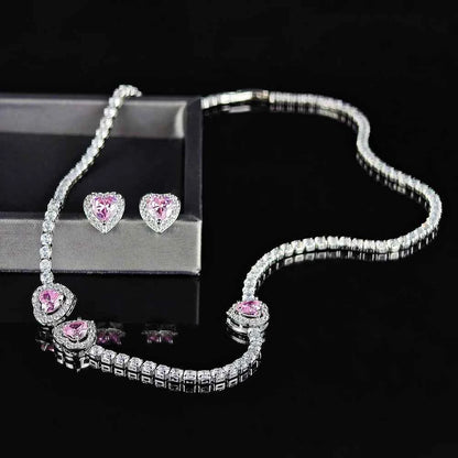 Pink Heart Necklace set