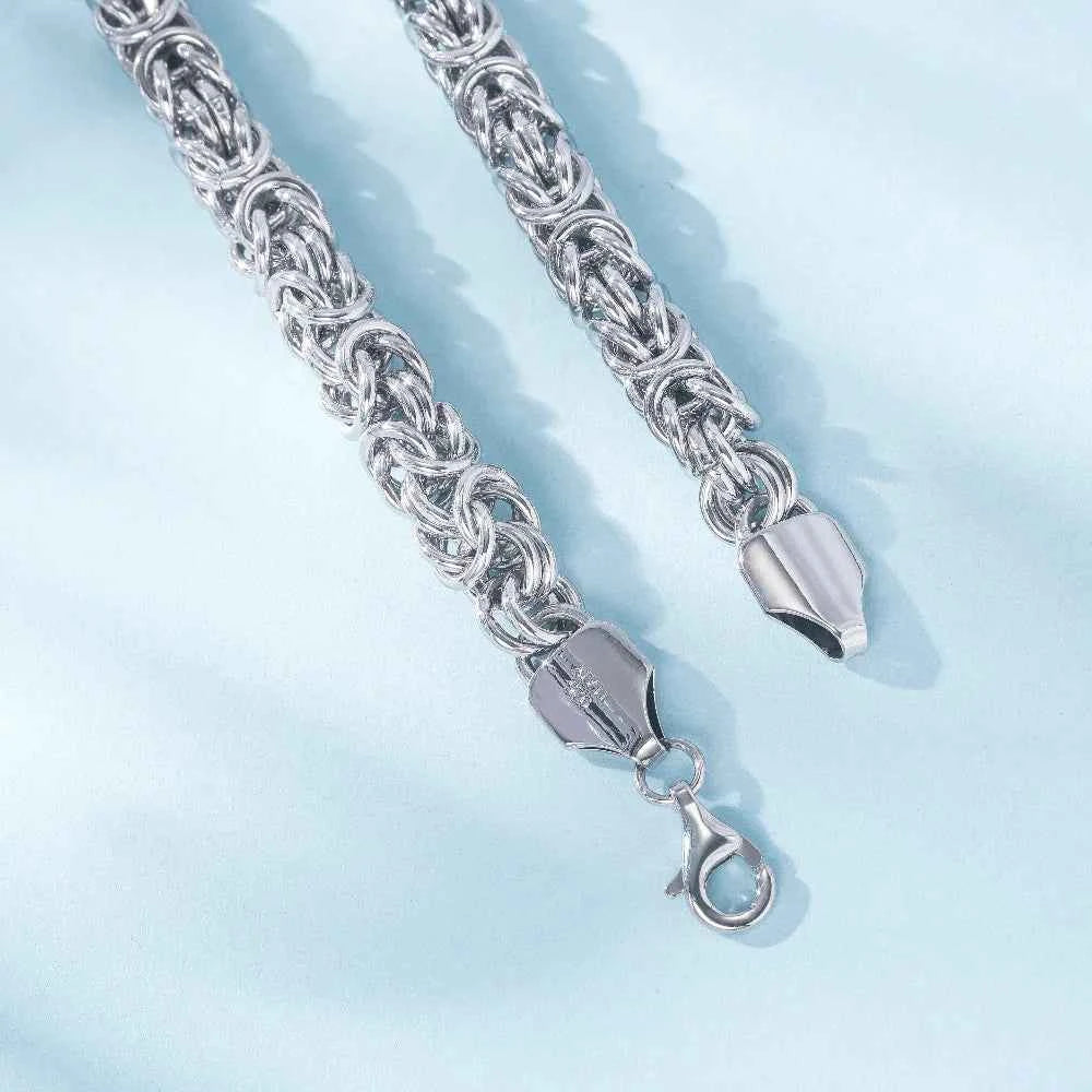 New S925 Sterling Silver Byzantine Emperor Chain Bracelet