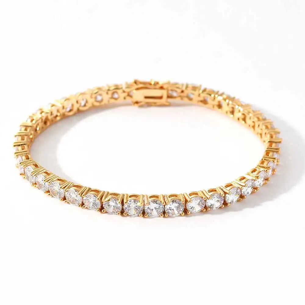 Zircon Copper Tennis Chain Necklace Link Chain Jewelry Silver/Gold Color