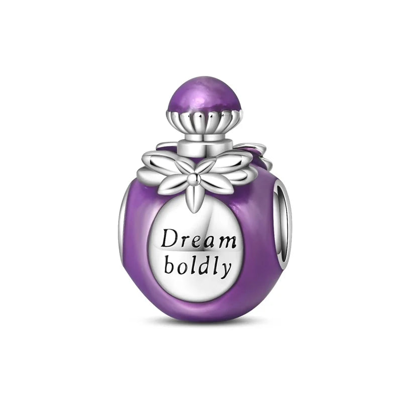 Romantic Pink Crown Perfume Bottle Charms Beads Fit Qikaola Bracelets Fine Jewelry