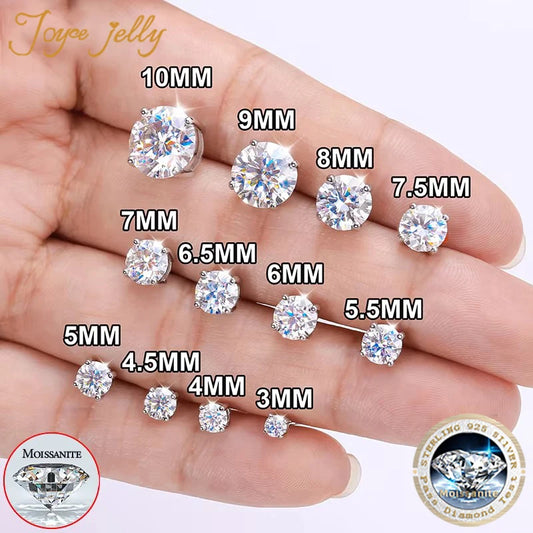 Passed Moissanite Diamond Stud Earrings Women Fine Jewelry