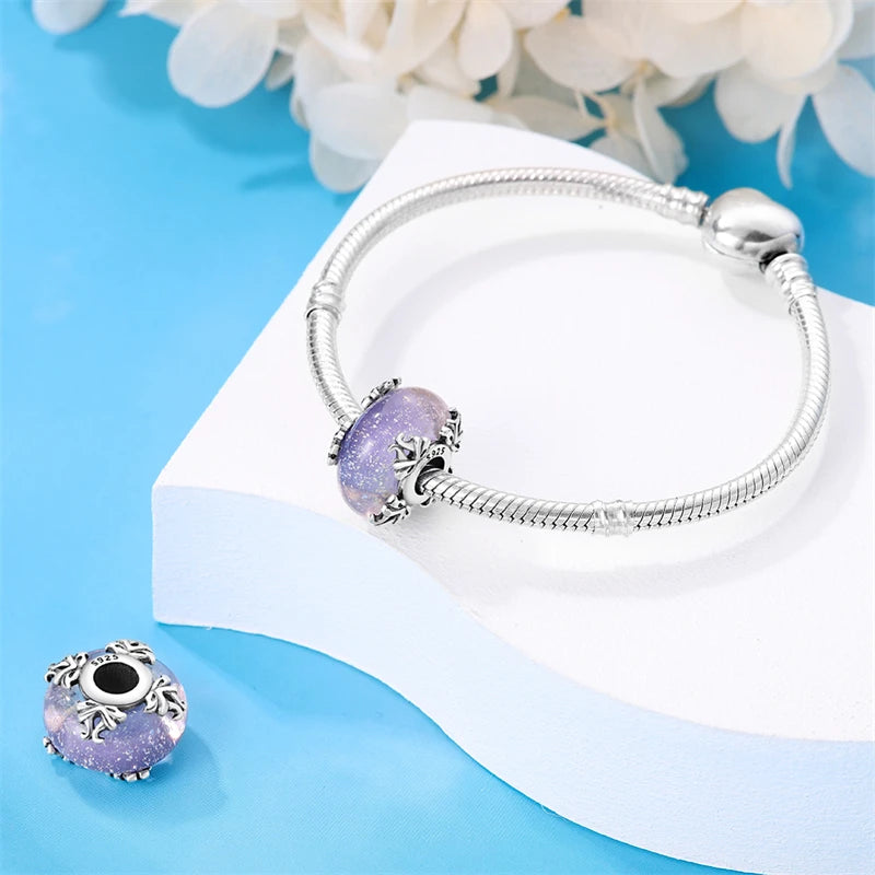 Colorful Flower Murano Glass Charm Fit Original Bracelet Necklace Heart Fine Jewelry