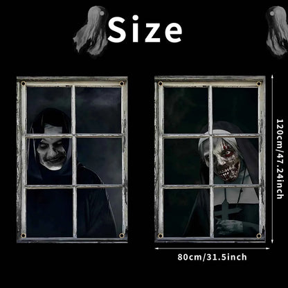 Scary Halloween 2 Pcs Curtain Halloween Window Horror Decoration Blood
