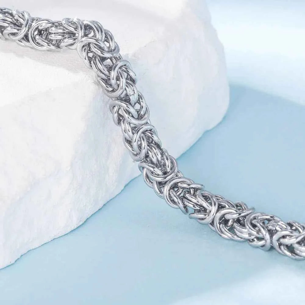 New S925 Sterling Silver Byzantine Emperor Chain Bracelet