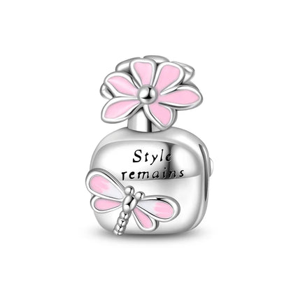 Romantic Pink Crown Perfume Bottle Charms Beads Fit Qikaola Bracelets Fine Jewelry