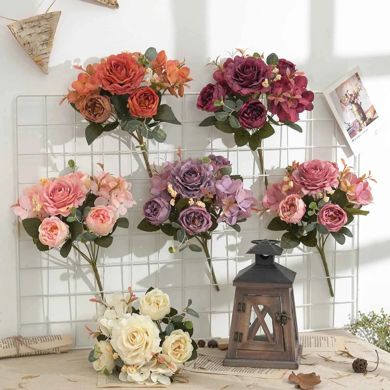 Artificial Flowers Silk Rose Bouquet Fake Plants Decoration Accessories