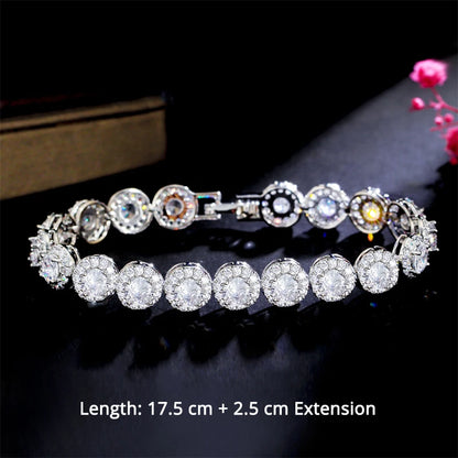 Trendy Cubic Zirconia Stone Silver Color Tennis Bracelets