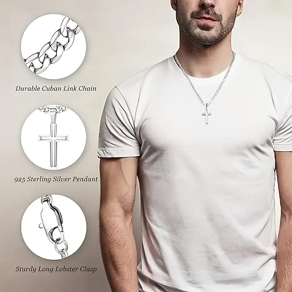 Cross Necklace Durable Cuban Crucifix Pendant Necklace