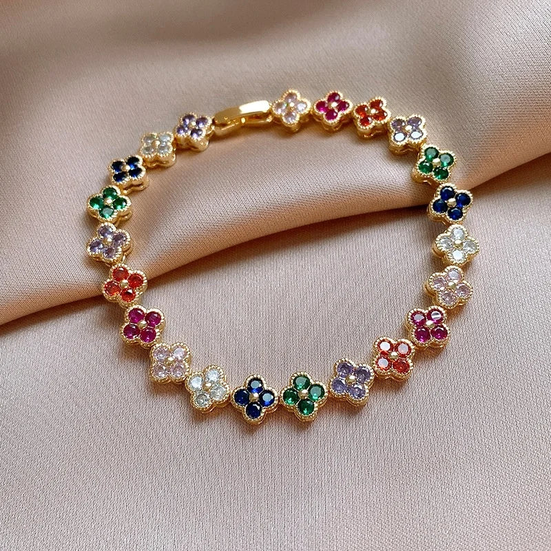 Crystal Flower Lucky Bracelet Women Personalized Bracelet