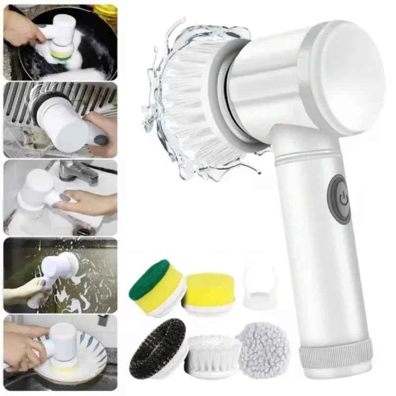 5-in-1 Electric Spin Scrubber Brush For Bathroom Tile Bathtub Sink, Power Scrubber With 5 Replaceable Brush Heads - DFShop