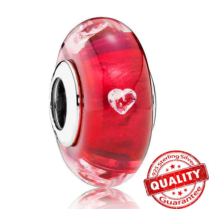 Colorful Flower Murano Glass Charm Fit Original Bracelet Necklace Heart Fine Jewelry
