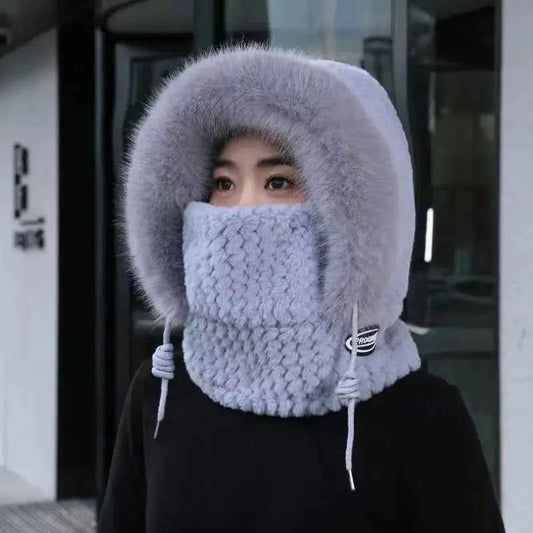 Thermal Plush Hat Hood Scarf And Mask Ear Protection Windproof Thick Design