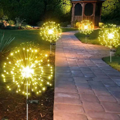 Solar Firework Lights Outdoor Waterproof Christmas Garden Wedding Decor, Auto On/Off Fairy String Solar Powered Landscape