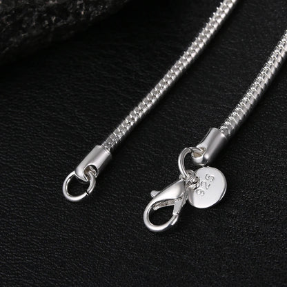 Silver Color Solid Snake Chain Necklace Men Women Fashion Jewelry For Pendant