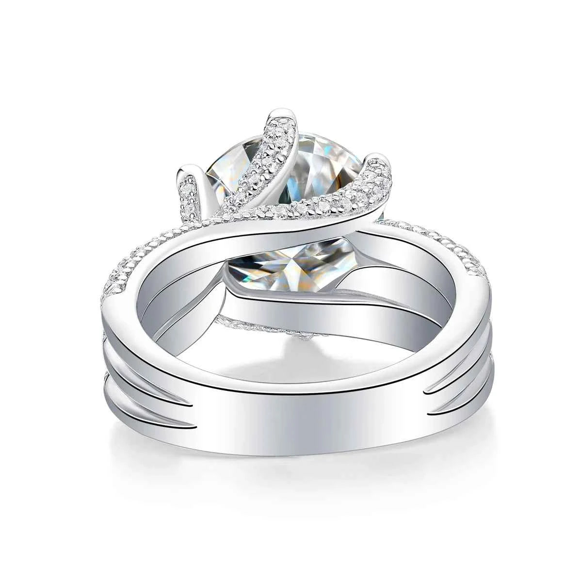 5CT Moissanite Engagement Ring S925 Silver with Round Brilliant Cut Stones and Claw Setting - Luxury Wedding or Proposal Jewelry