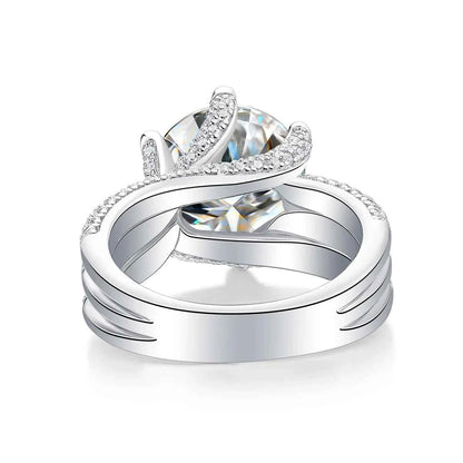 5CT Moissanite Engagement Ring S925 Silver with Round Brilliant Cut Stones and Claw Setting - Luxury Wedding or Proposal Jewelry